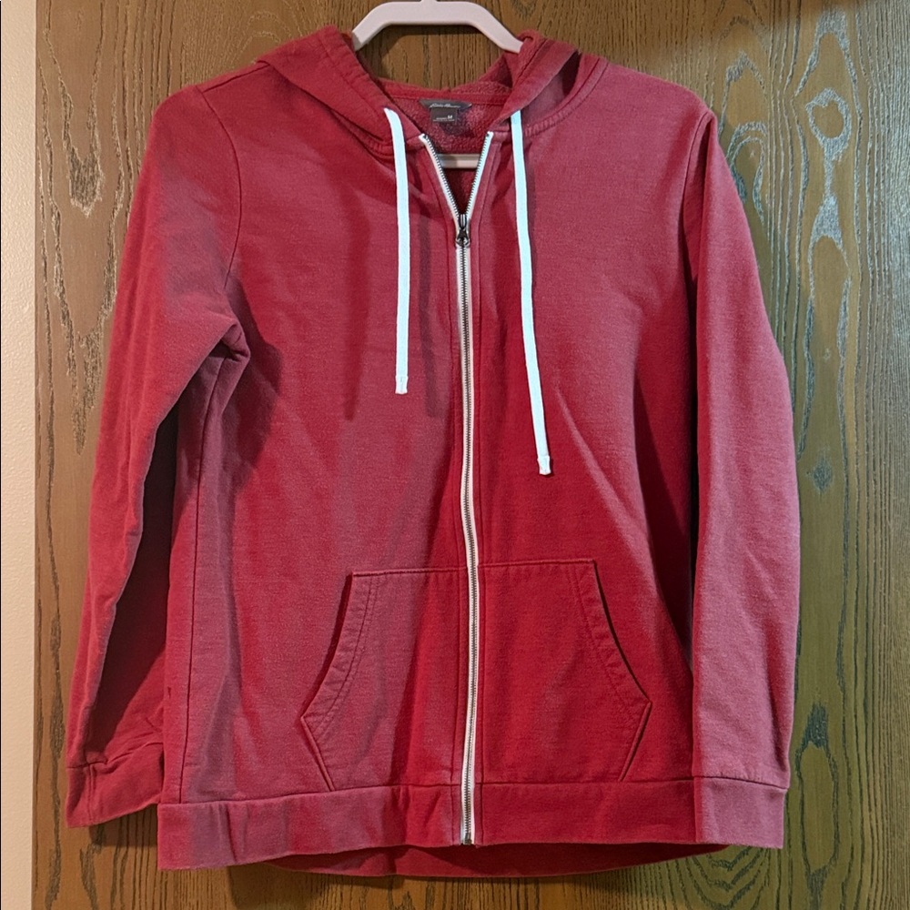 Eddie Bauer Red Full-Zip Hoodie with White Drawcords